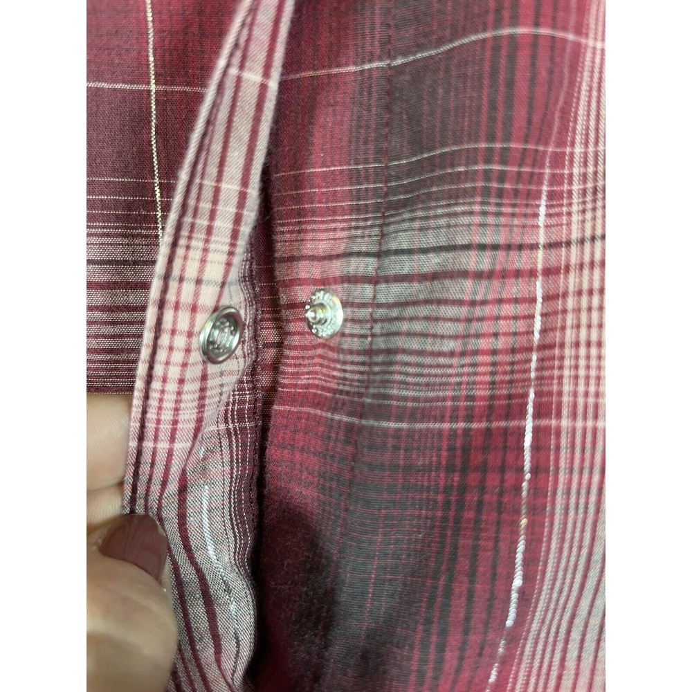 WRANGLER Wrancher Women’s Button Up Red Silver Plaid L Western Cowgirl Rodeo - Picture 5 of 11